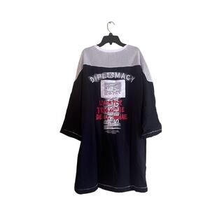 Diplomacy Heavyweight Embroidered Shirt XXL Black w/White Mesh Detail & Lining